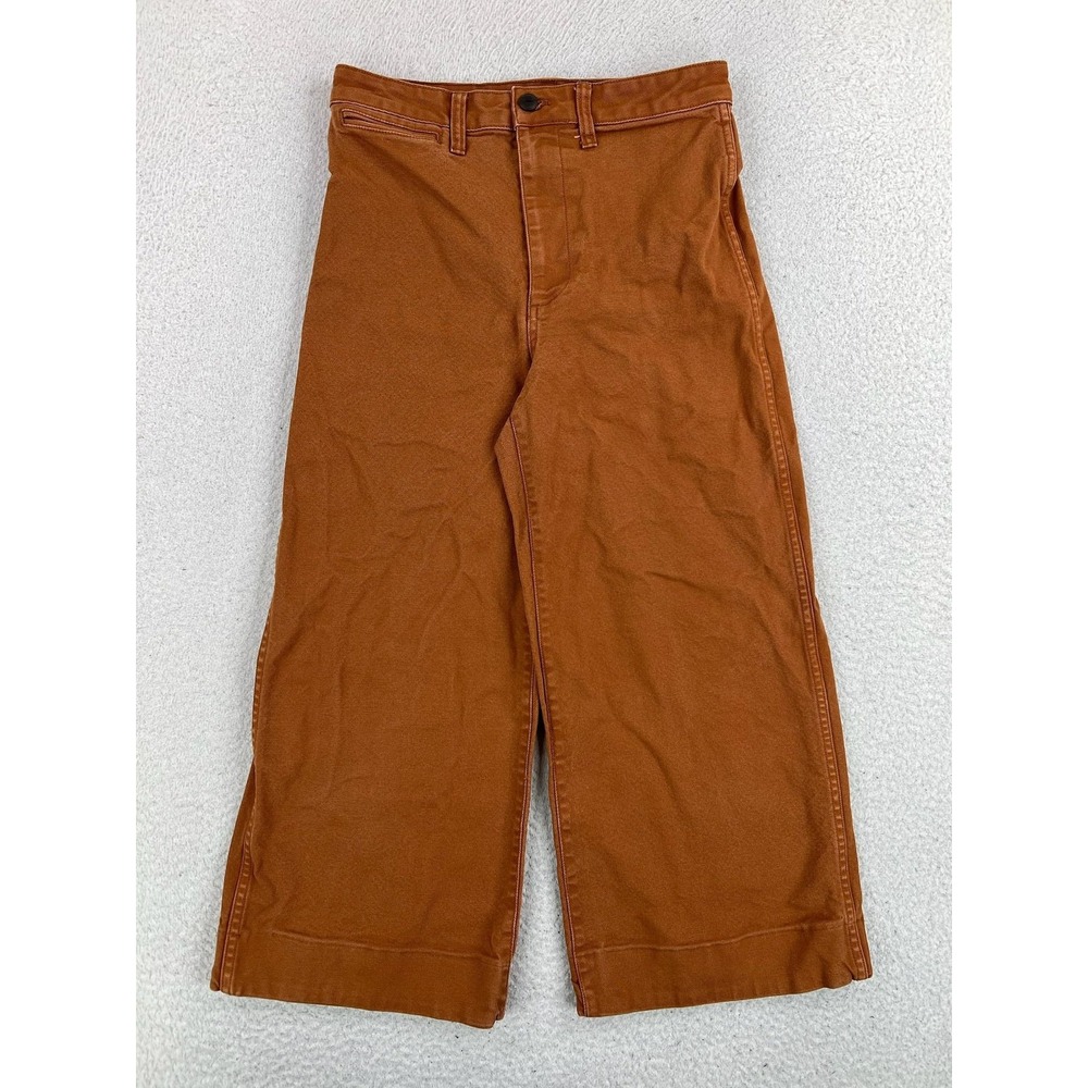 Madewell Pants Womens 27 Orange Emmett Wide Leg Crop Pants Baggy Twill Casual